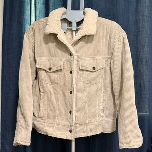 Marrakech Anthropologie Corduroy Sherpa Lined Jacket Tan Small, Oversized
